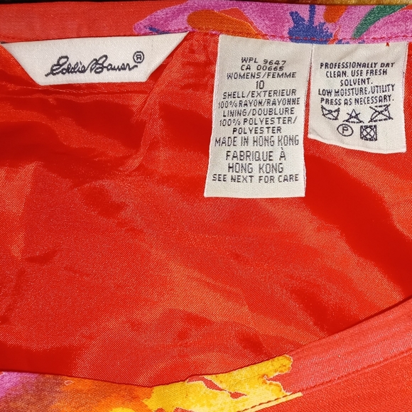 Eddie Bauer Orange Flower-Print Lined Women's Skirt - Picture 2 of 2